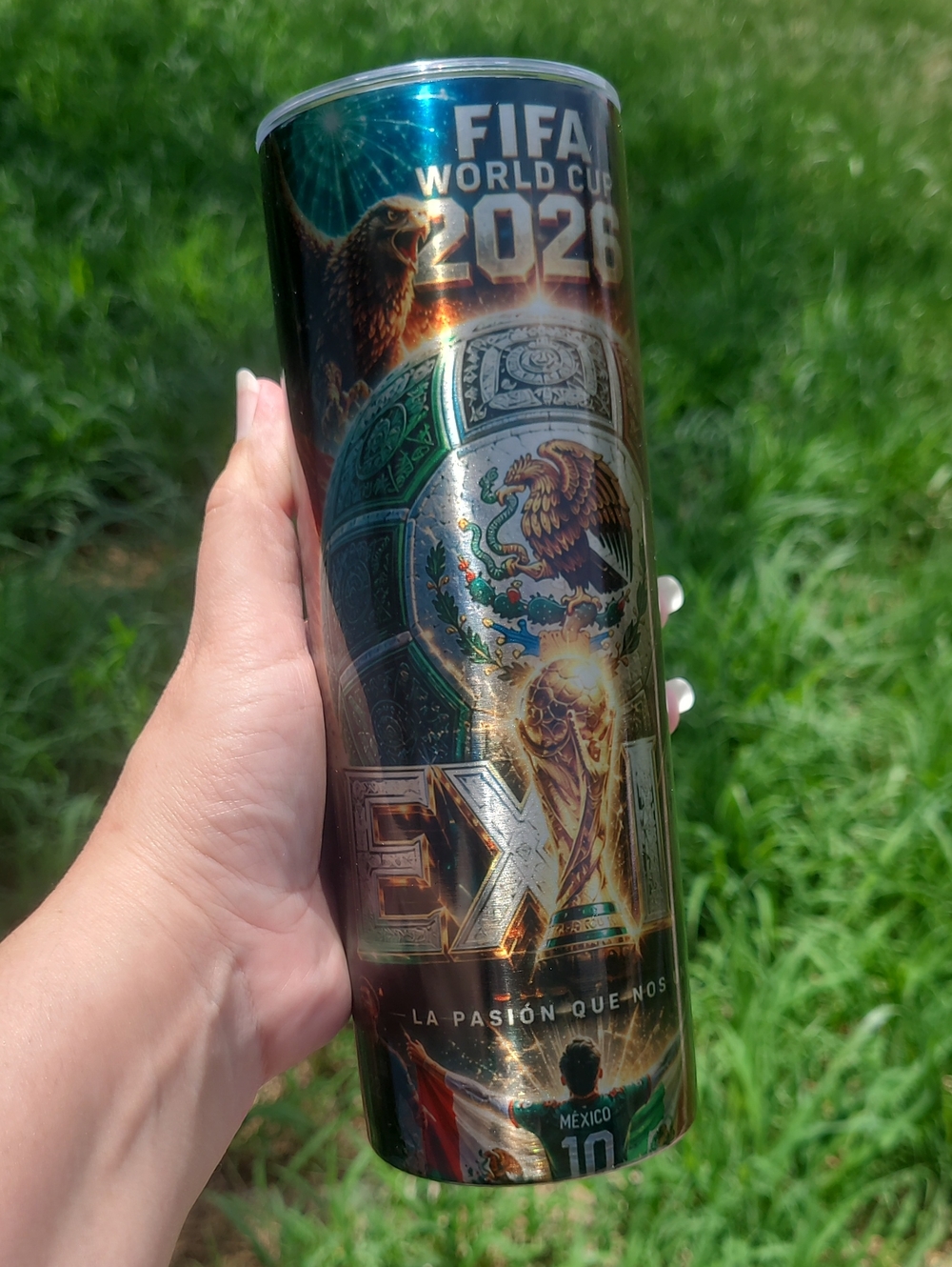 FIFA World Cup 2026 Mexico EXI Metallic Green Travel Tumbler